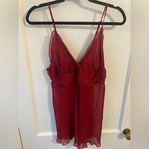 Sheer Slip Top Burgundy Lingerie Sleepwear